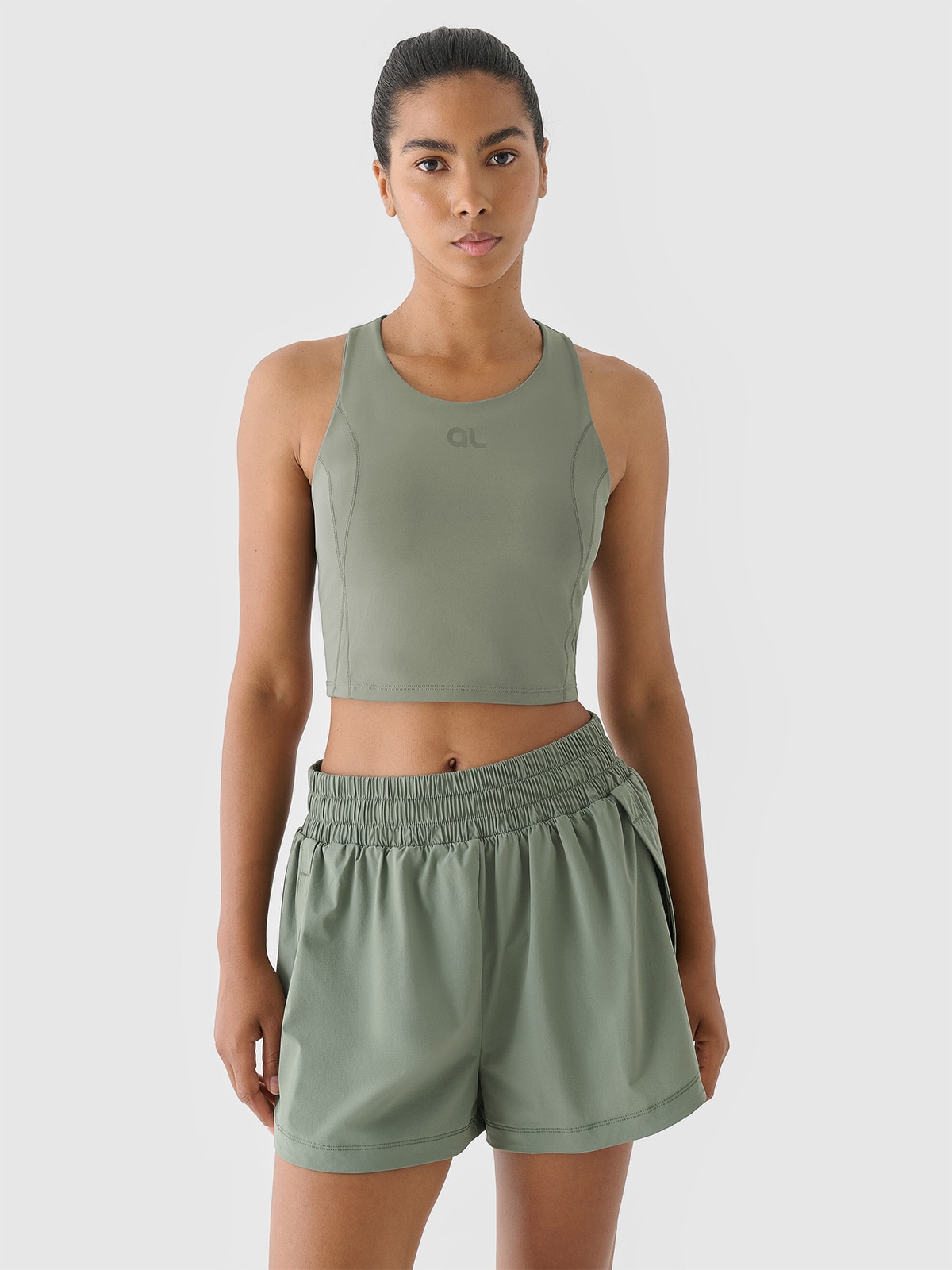 4F Crop top treningowy szybkoschnący 4F x Anna Lewandowska - khaki L