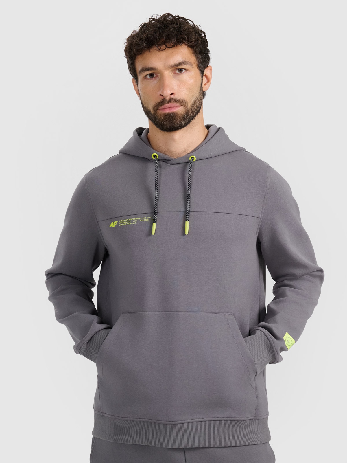 4F Bluza dresowa nierozpinana z kapturem męska - szara M