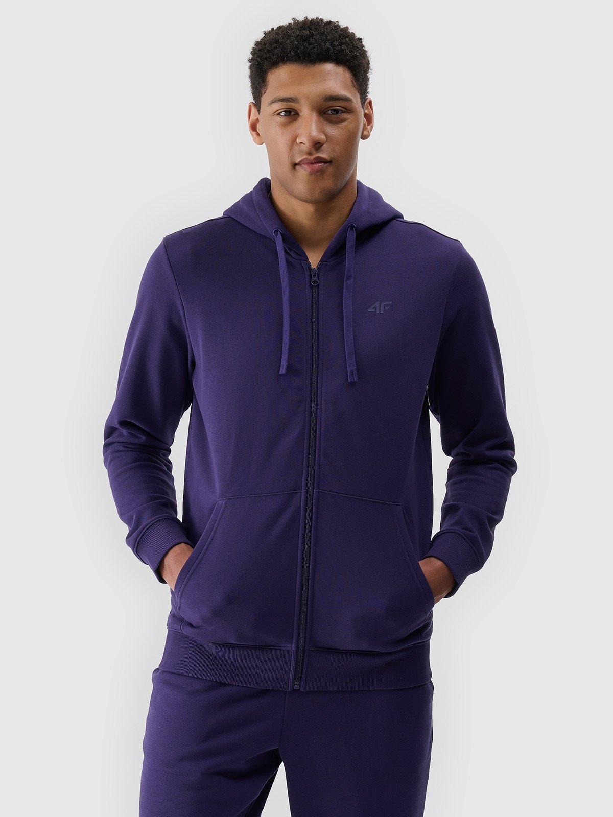 4F Bluza dresowa rozpinana z kapturem męska - granatowa XL