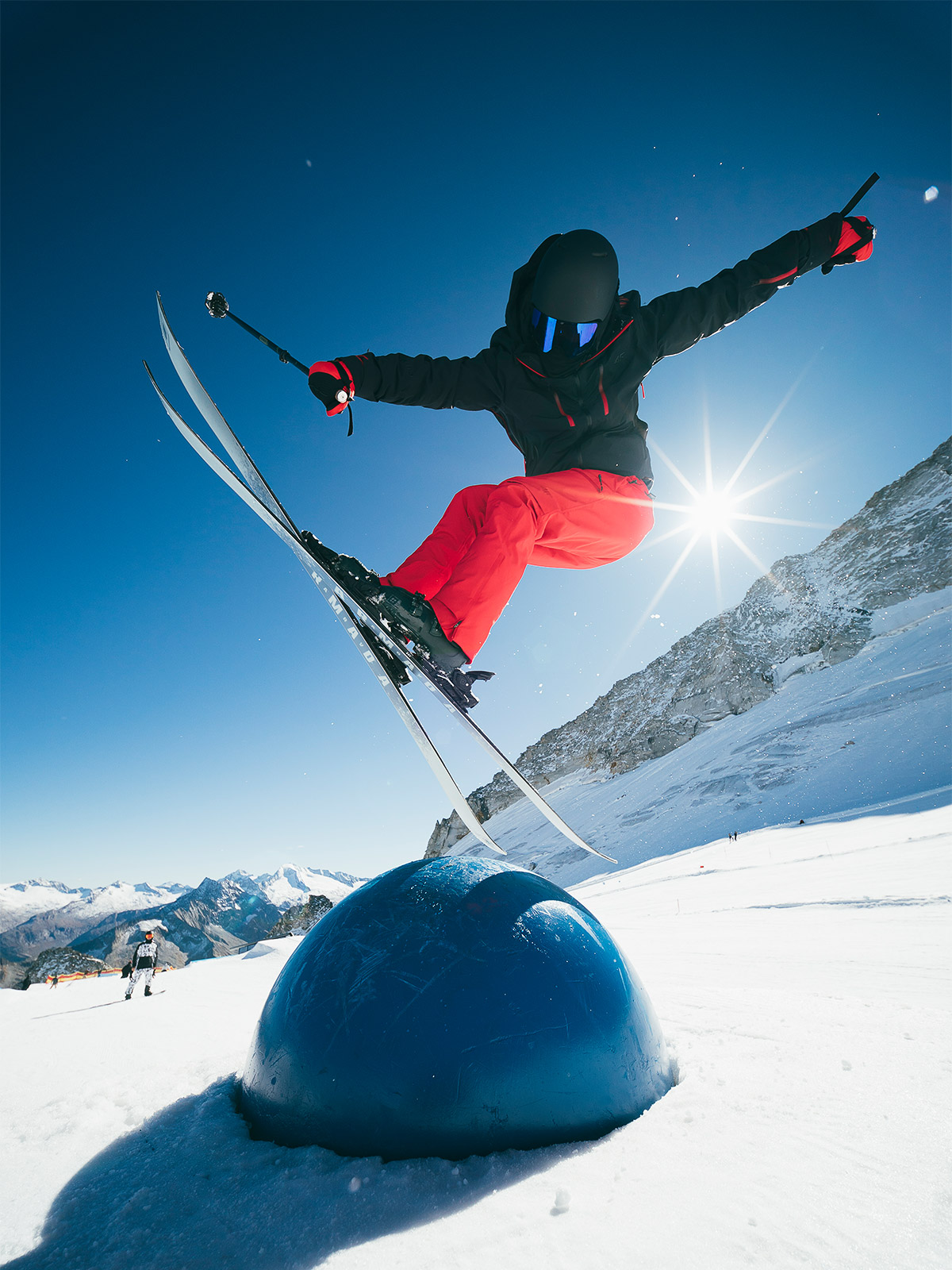 4F Spodnie narciarskie z szelkami membrana 15000 męskie - czerwone XL