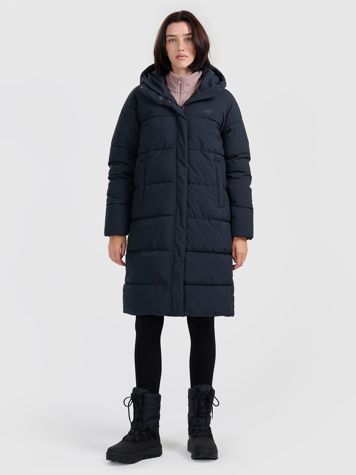 4F Płaszcz puchowy z wypełnieniem syntetycznym damski - czarny XL
