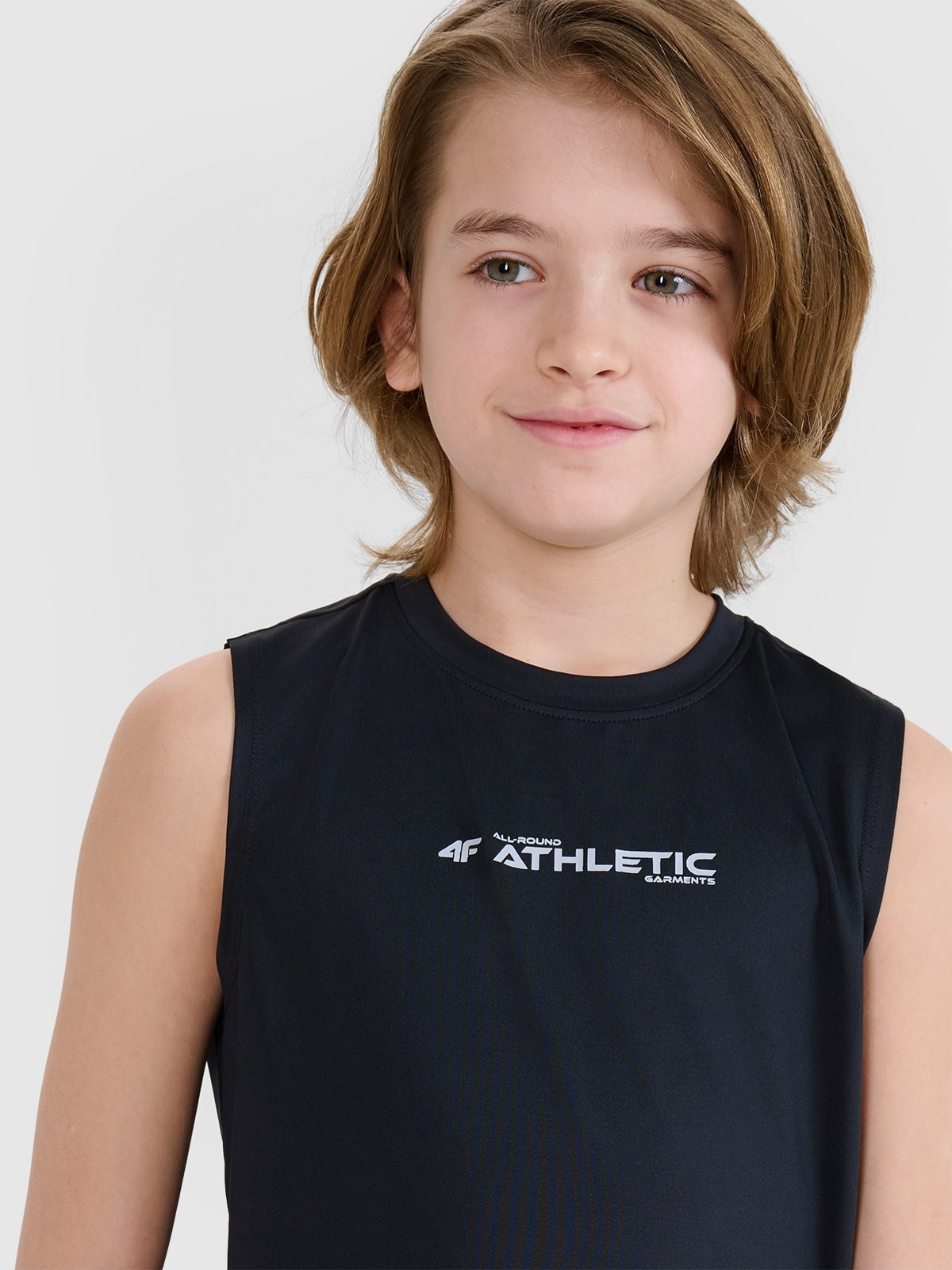 4F Tank top sportowy szybkoschnący chłopięcy - czarny 158/164 (12-14 lat)