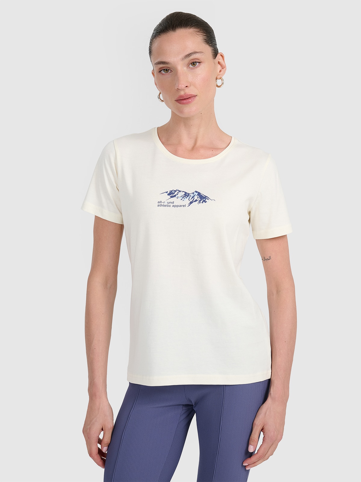 4F T-shirt regular z nadrukiem damski - biały L