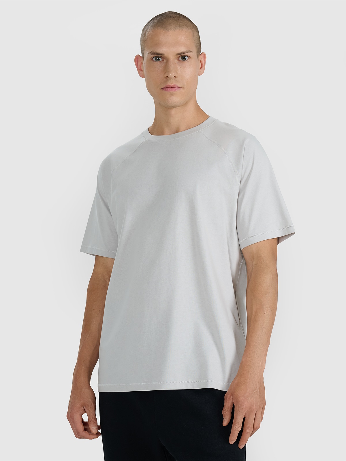4F T-shirt oversize gładki męski - szary XXL