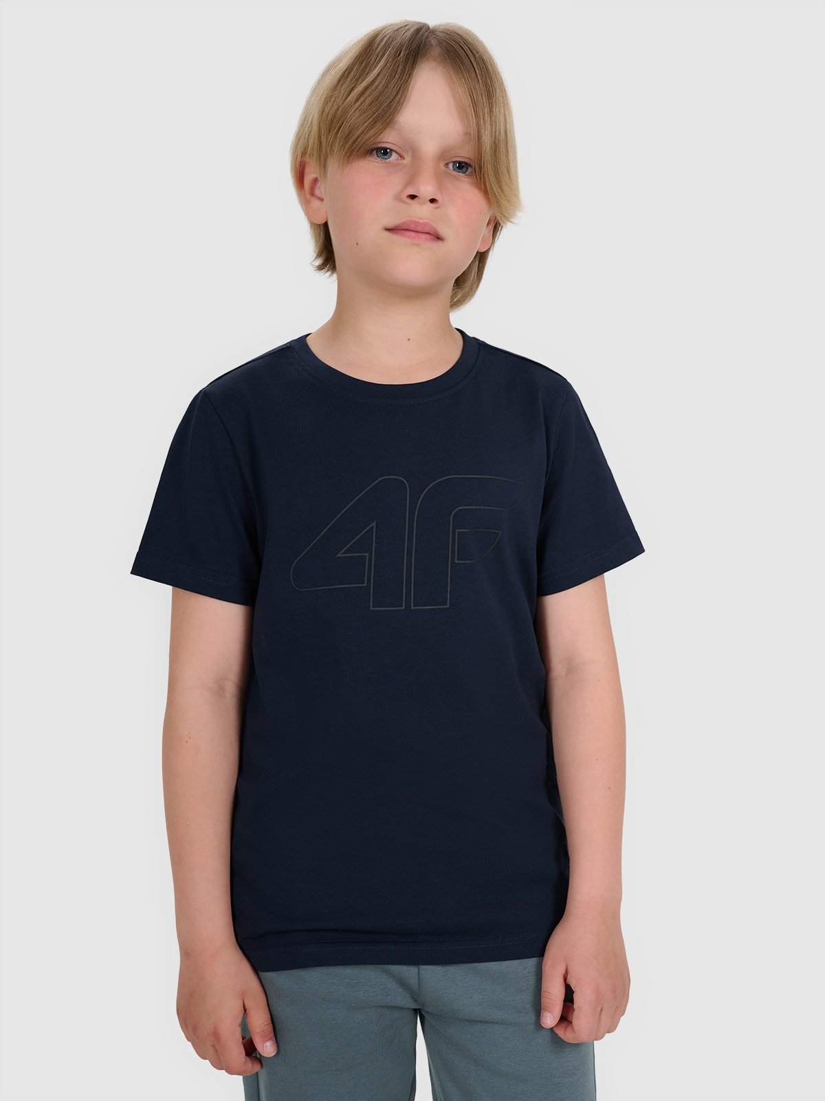 4F T-shirt regular z nadrukiem chłopięcy - granatowy 128 (7-8 lat)