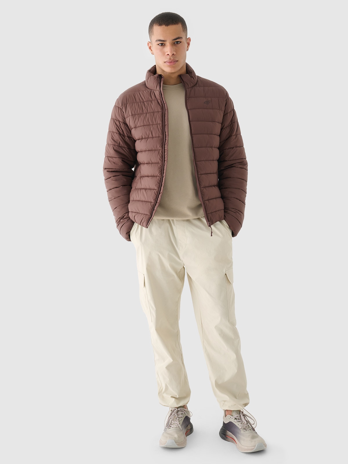 4F Kurtka puchowa z syntetycznym wypełnieniem męska - brązowa XL