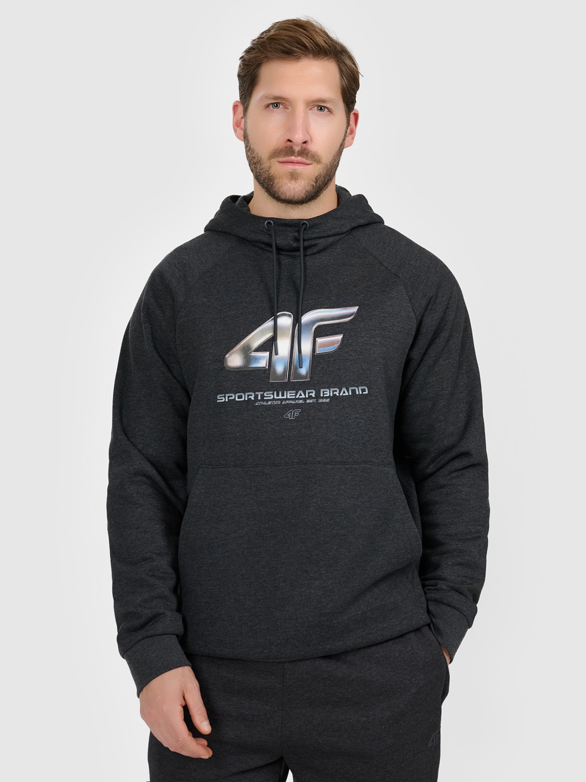 4F Bluza dresowa nierozpinana z kapturem męska - szara XL