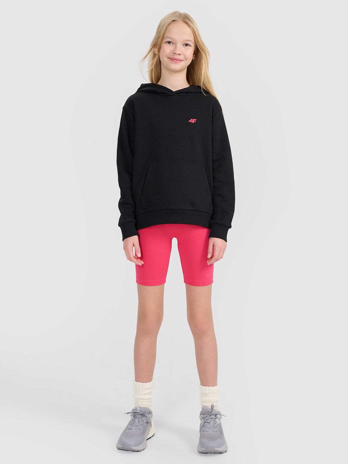 4F Legginsy kolarki dzianinowe dziewczęce - różowe 134 (8-9 lat)