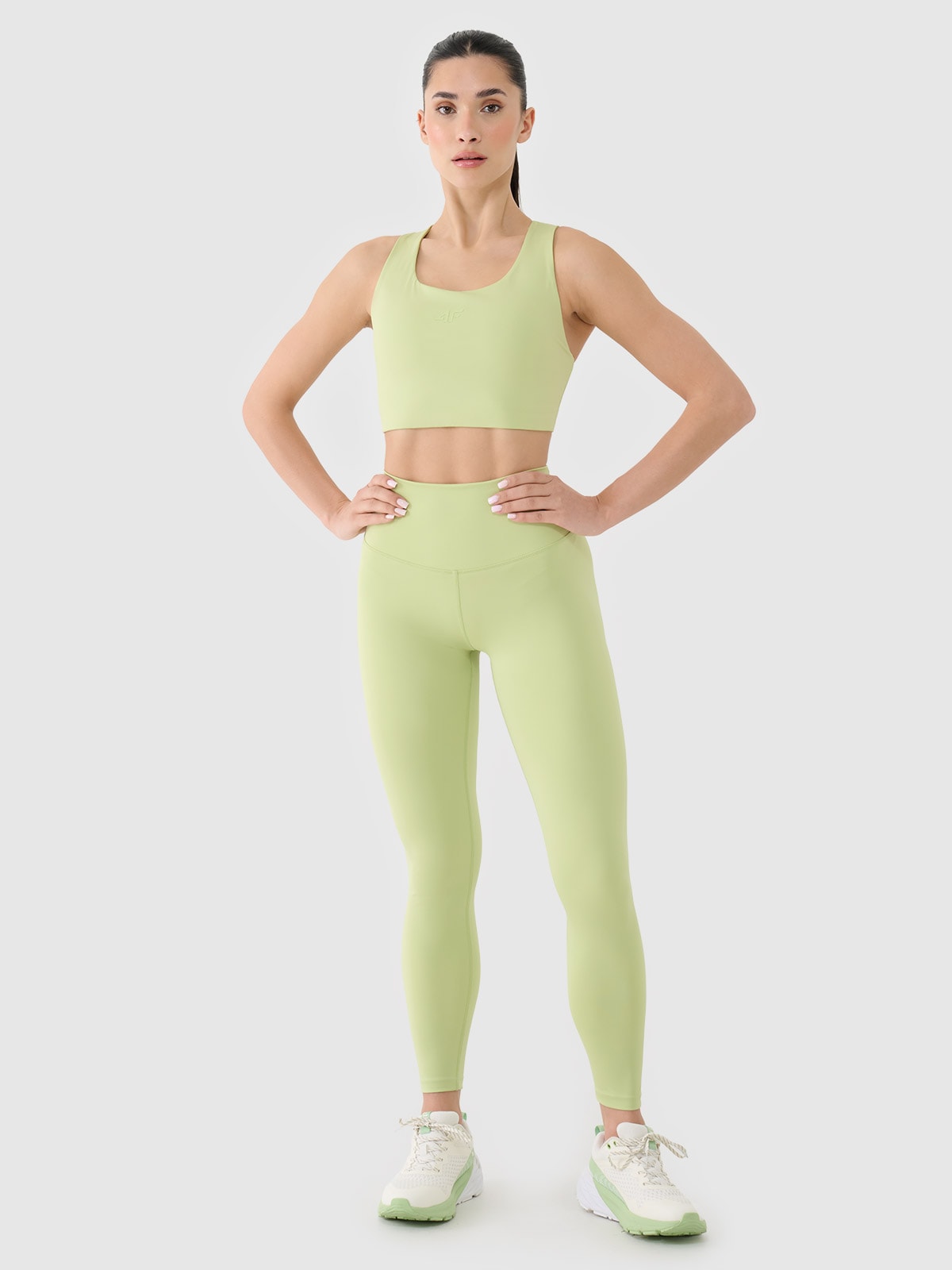 4F Legginsy treningowe z wysokim stanem damskie - zielone S