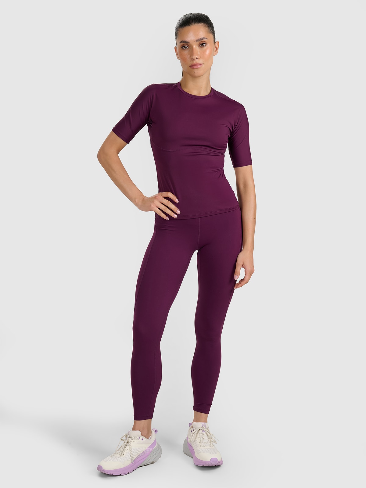 4F Legginsy treningowe szybkoschnące damskie - fioletowe XL