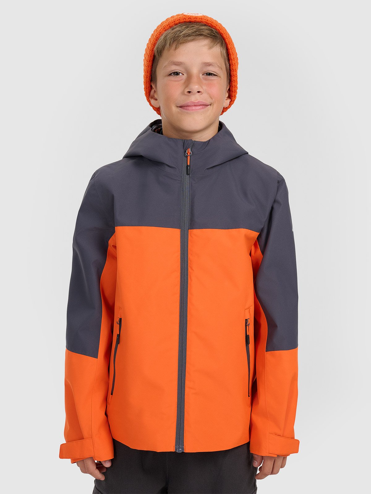 4F Kurtka przejściowa 3w1 membrana 5000 chłopięca - pomarańczowa 122 (6-7 lat)