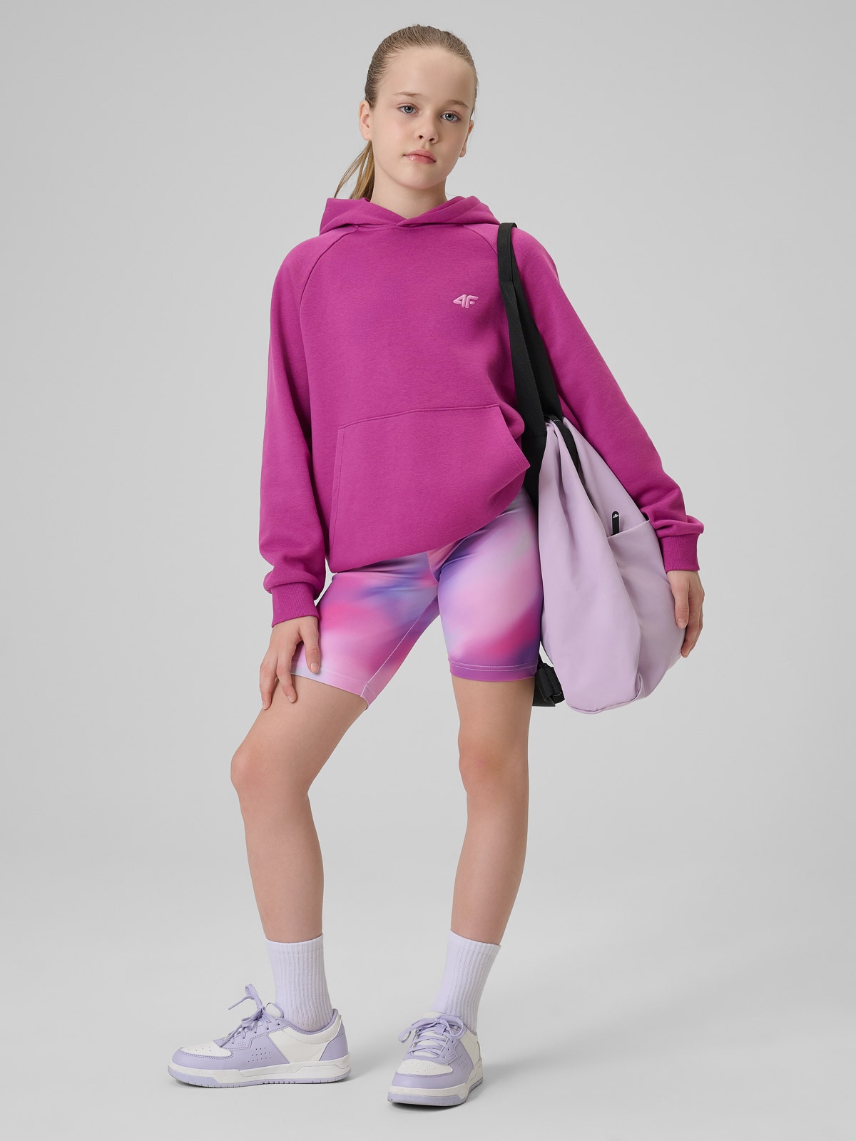 4F Legginsy kolarki sportowe dziewczęce - multikolor 122/128 (6-8 lat)