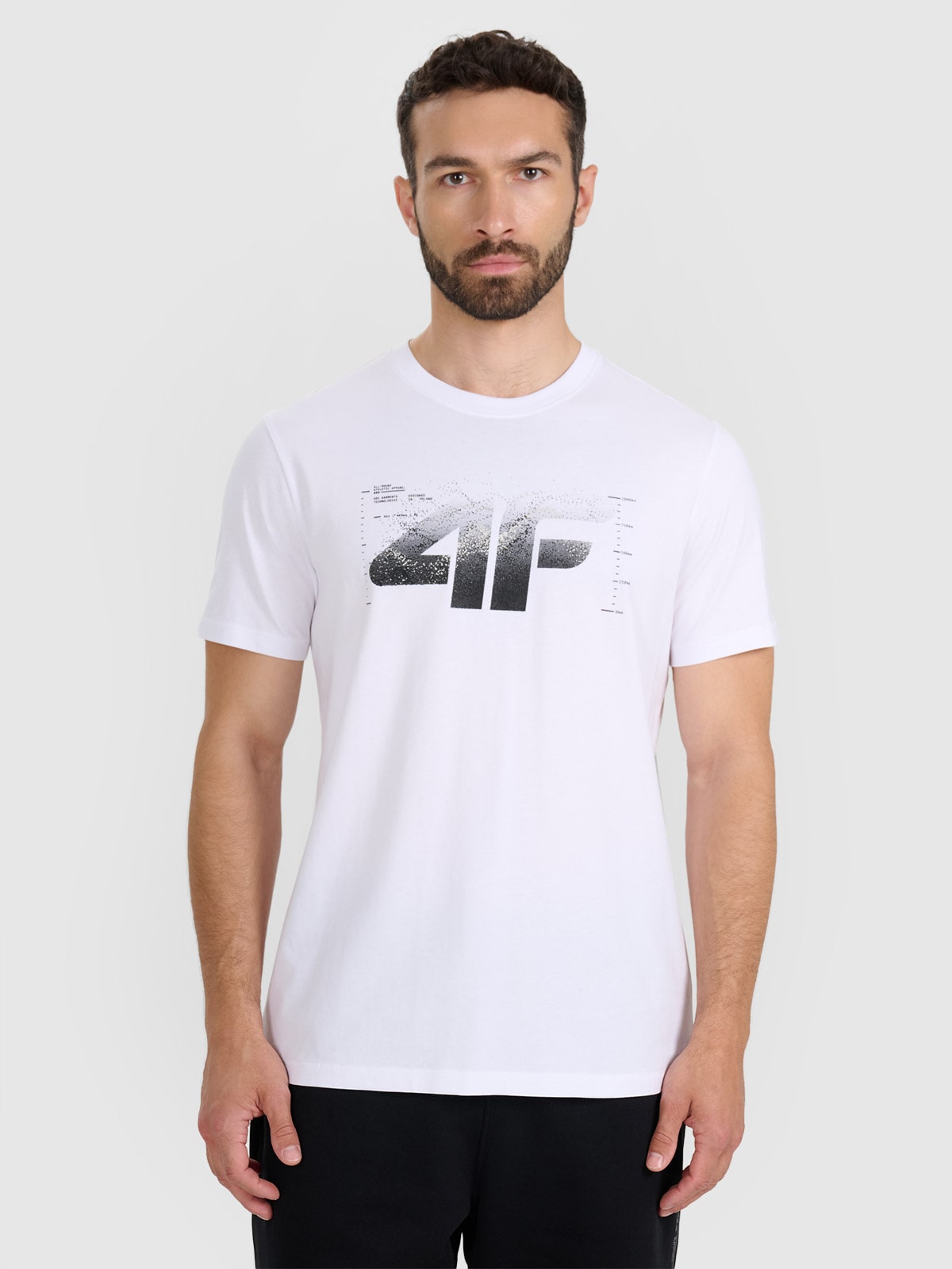 4F T-shirt regular z nadrukiem męski - biały M