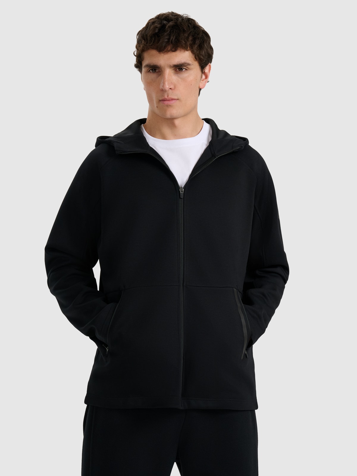 4F Bluza dresowa rozpinana z kapturem męska - czarna XL