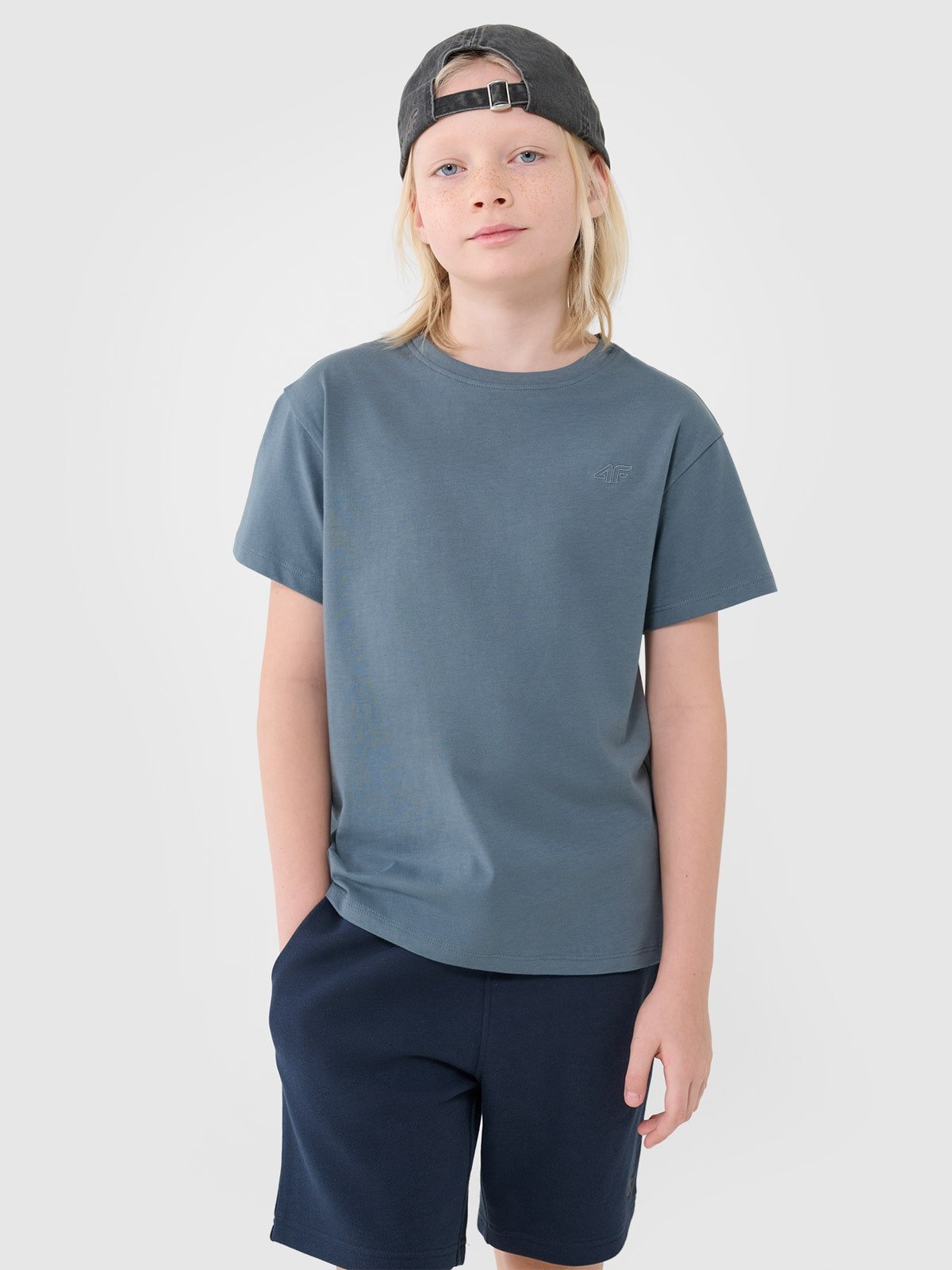 4F T-shirt oversize gładki chłopięcy - turkusowy 152 (11-12 lat)