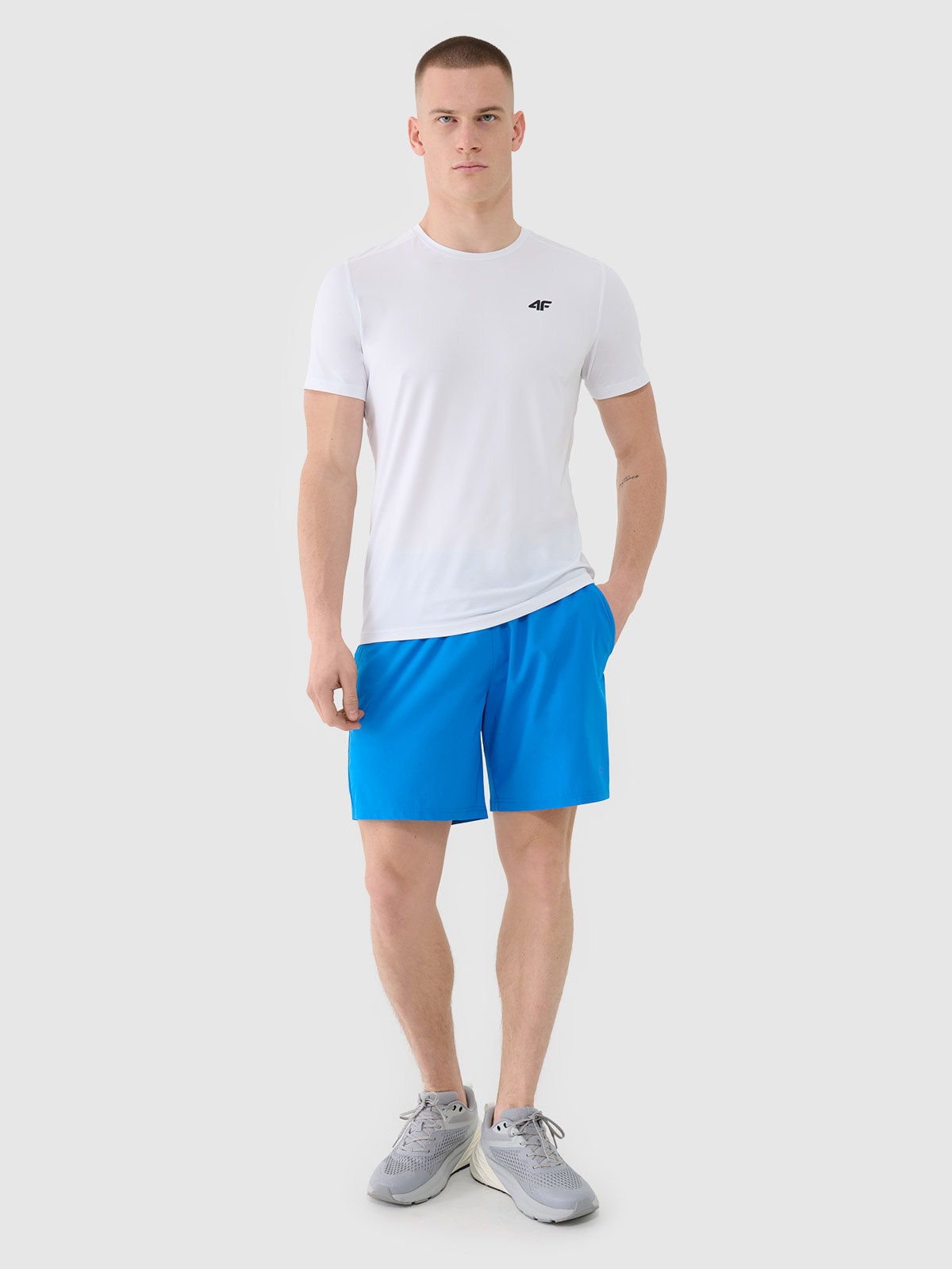 4F Spodenki treningowe szybkoschnące męskie - niebieskie L