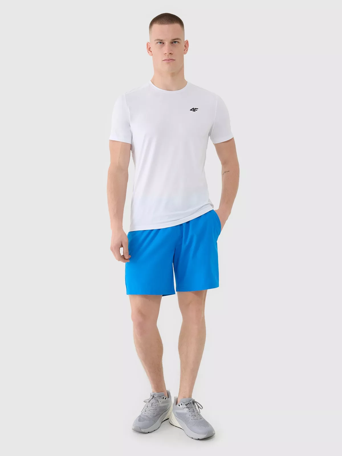 4F Spodenki treningowe szybkoschnące męskie - niebieskie L