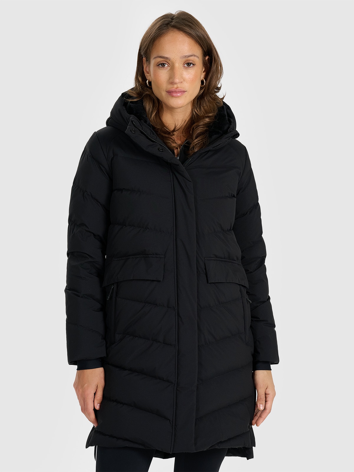 4F Płaszcz puchowy z wypełnieniem naturalnym damski - czarny S