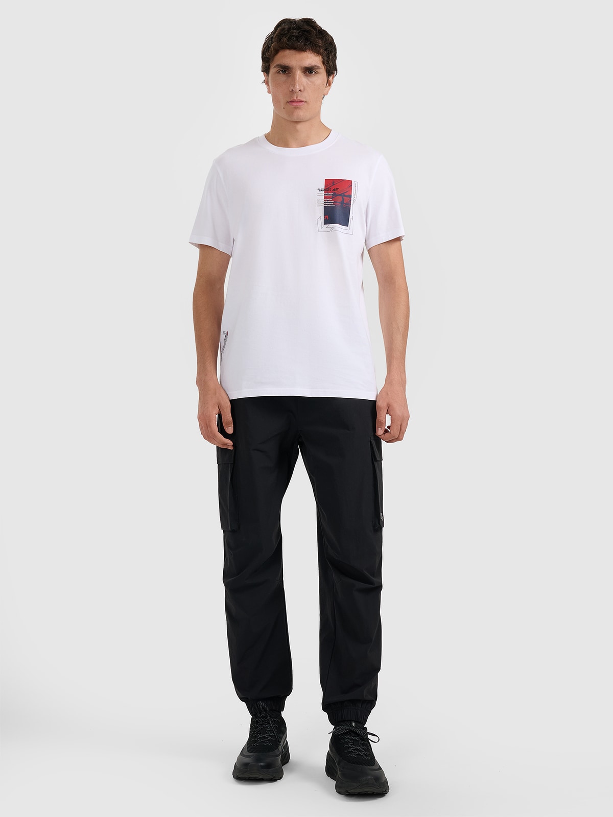 4F T-shirt regular z nadrukiem męski - biały XL