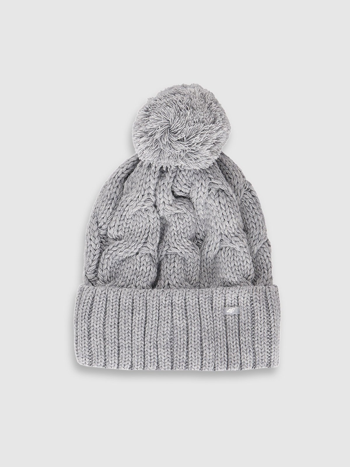 4F Czapka zimowa z dodatkiem wełny damska - szara M