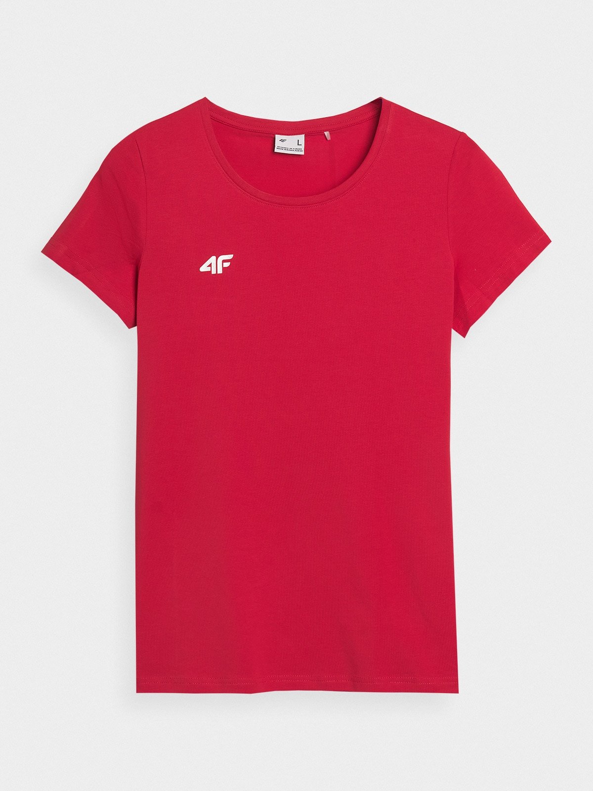 4F T-shirt slim gładki damski - czerwony XS