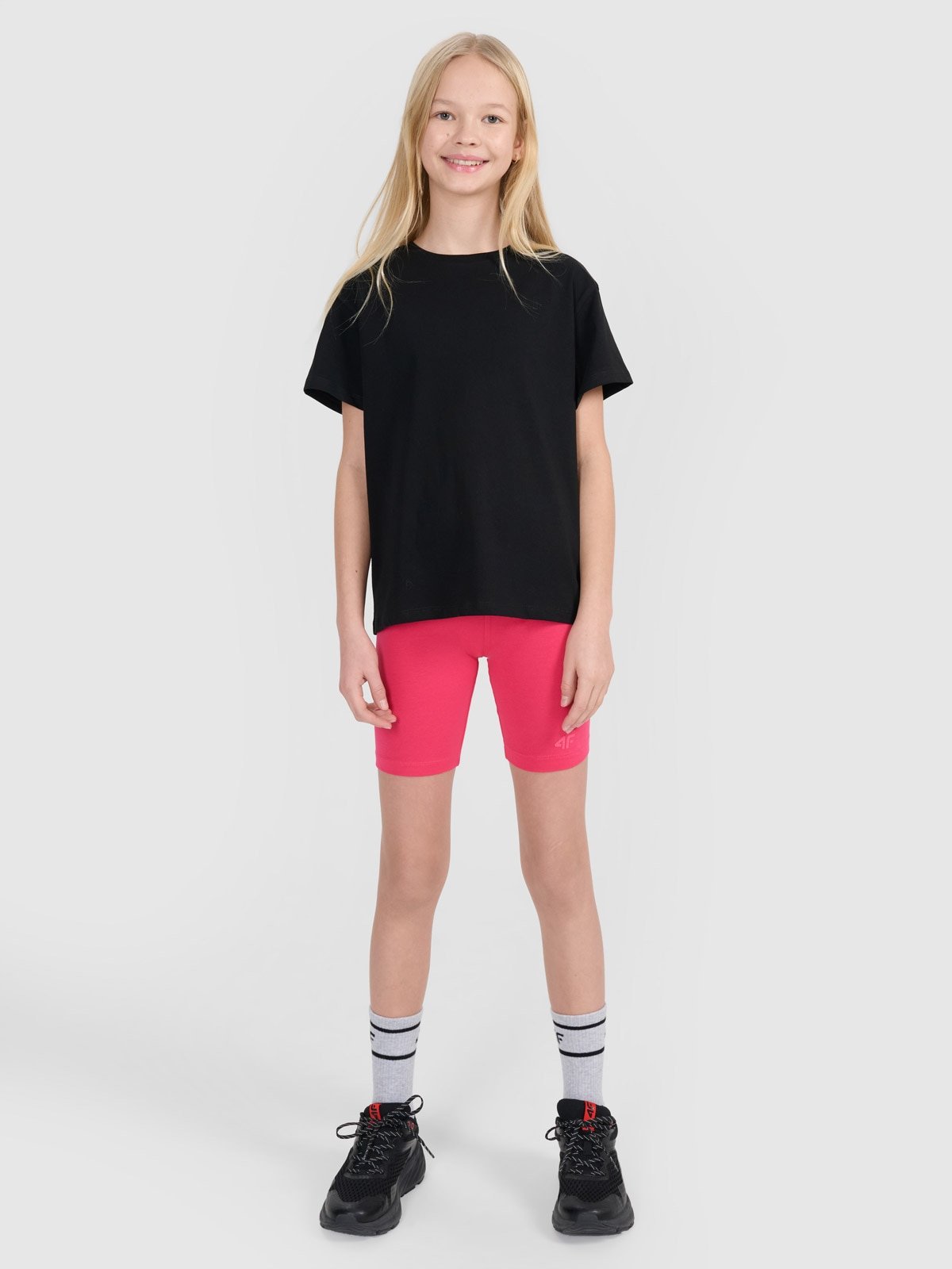 4F Legginsy kolarki dzianinowe dziewczęce - różowe 158 (12-13 lat)