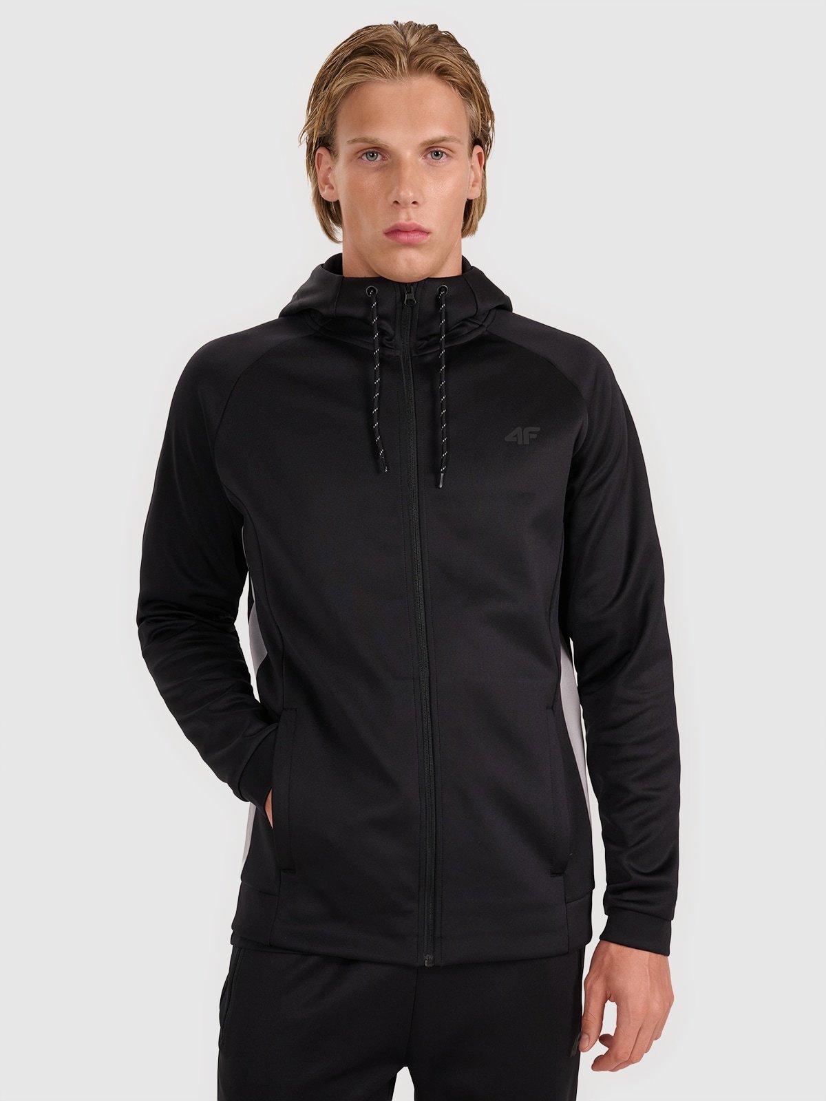 4F Bluza treningowa regular szybkoschnąca męska - czarna XL