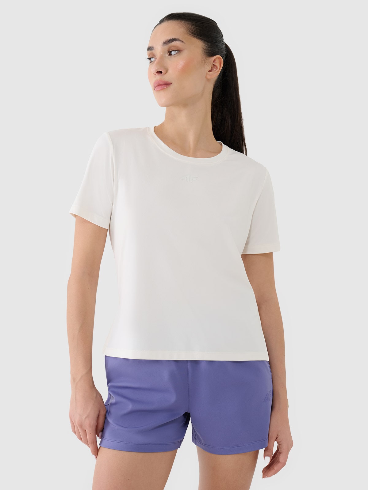 4F Koszulka treningowa oversize szybkoschnąca damska - biała M