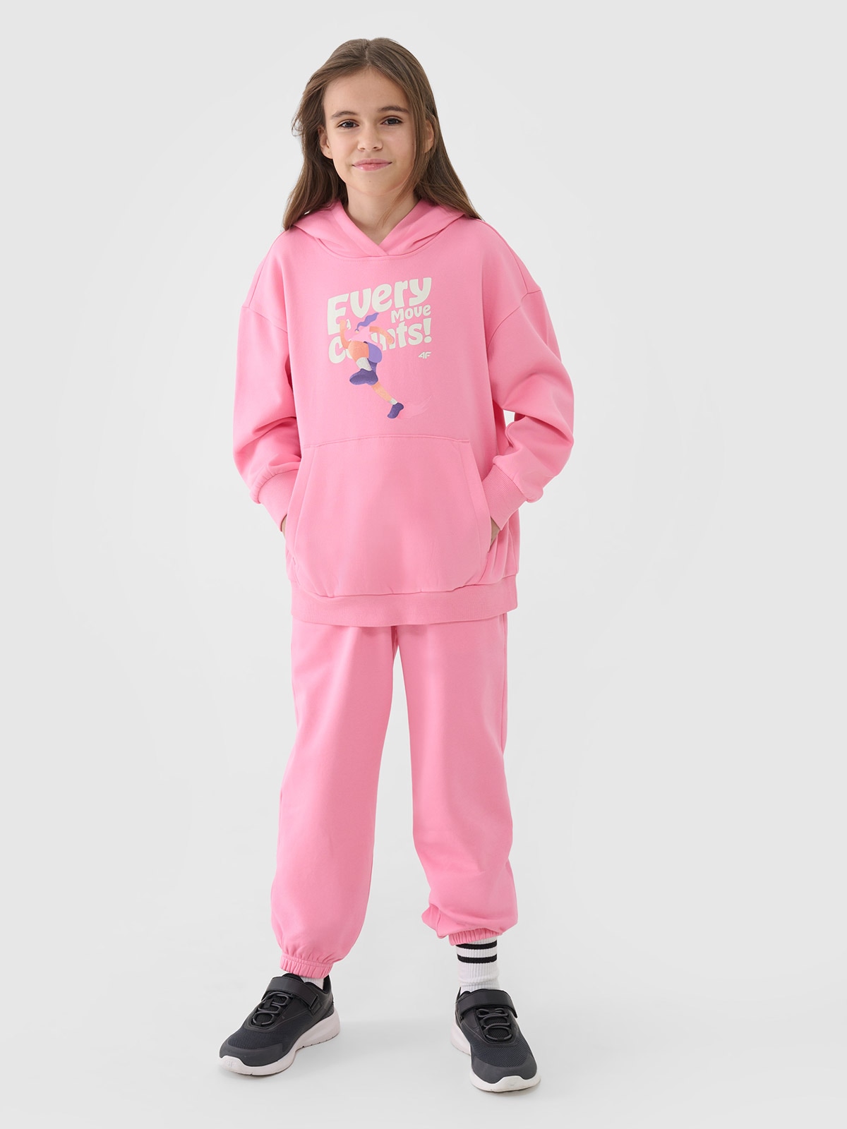 4F Spodnie dresowe joggery dziewczęce - różowe 164 (13-14 lat)