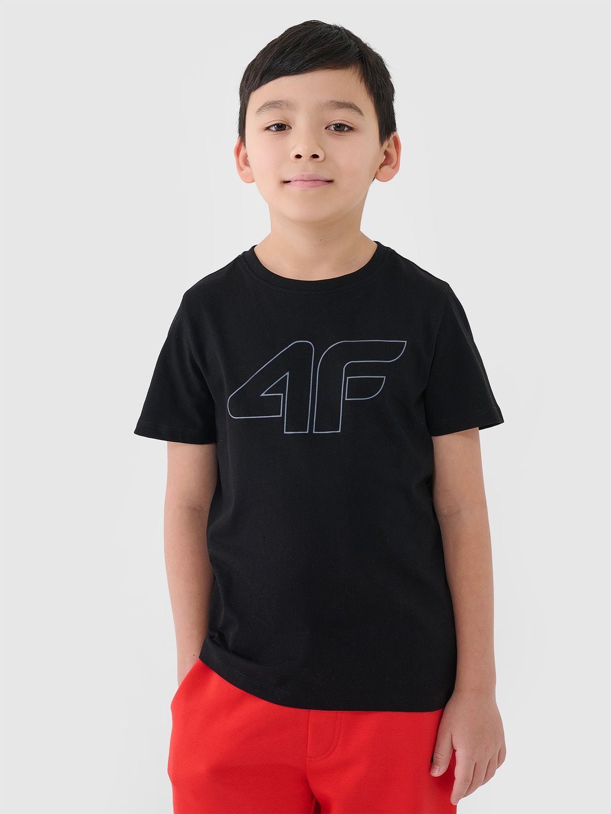 4F T-shirt z nadrukiem chłopięcy - czarny 134 (8-9 lat)