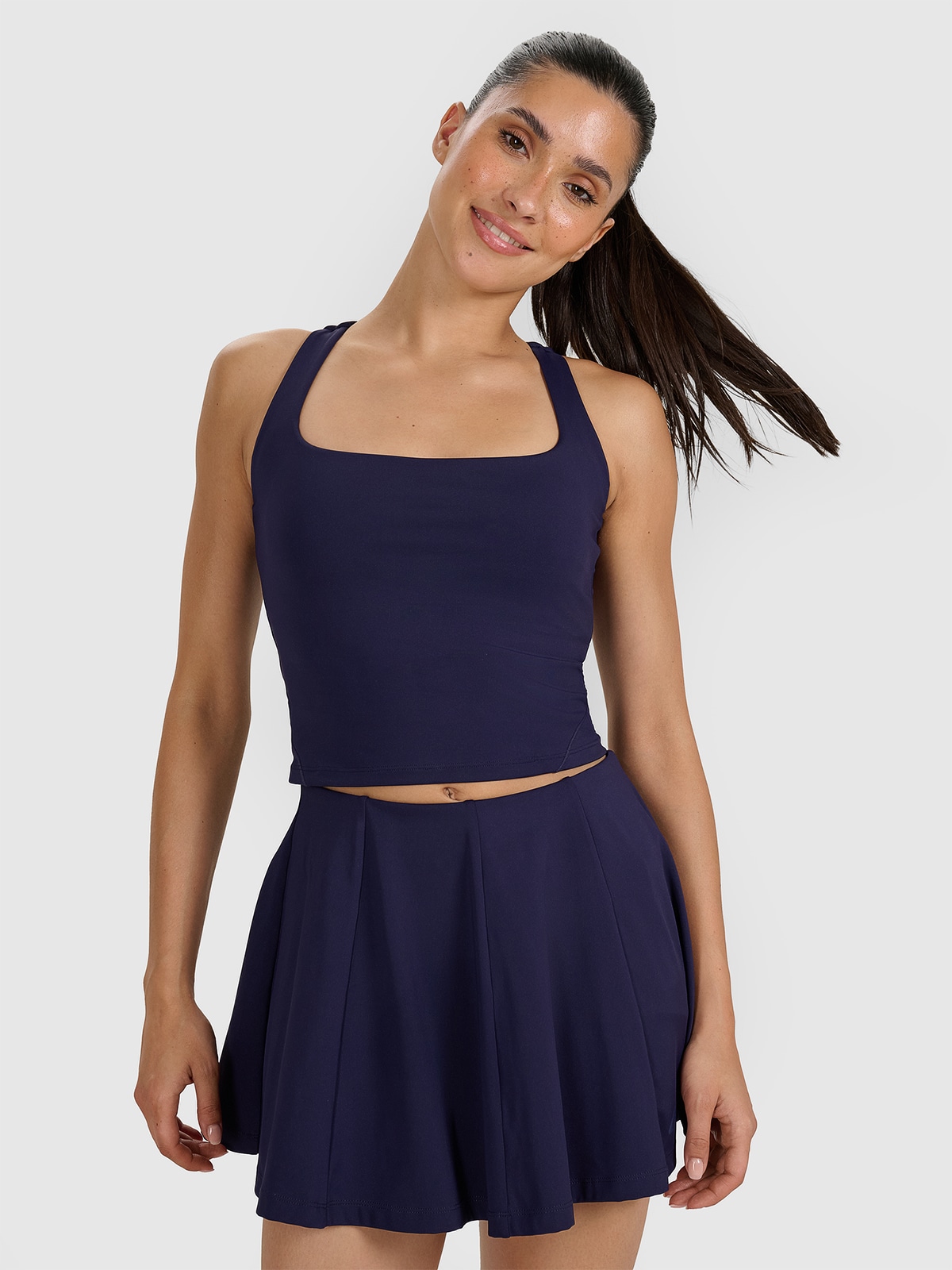 4F Crop-top tenisowy szybkoschnący damski - granatowy M