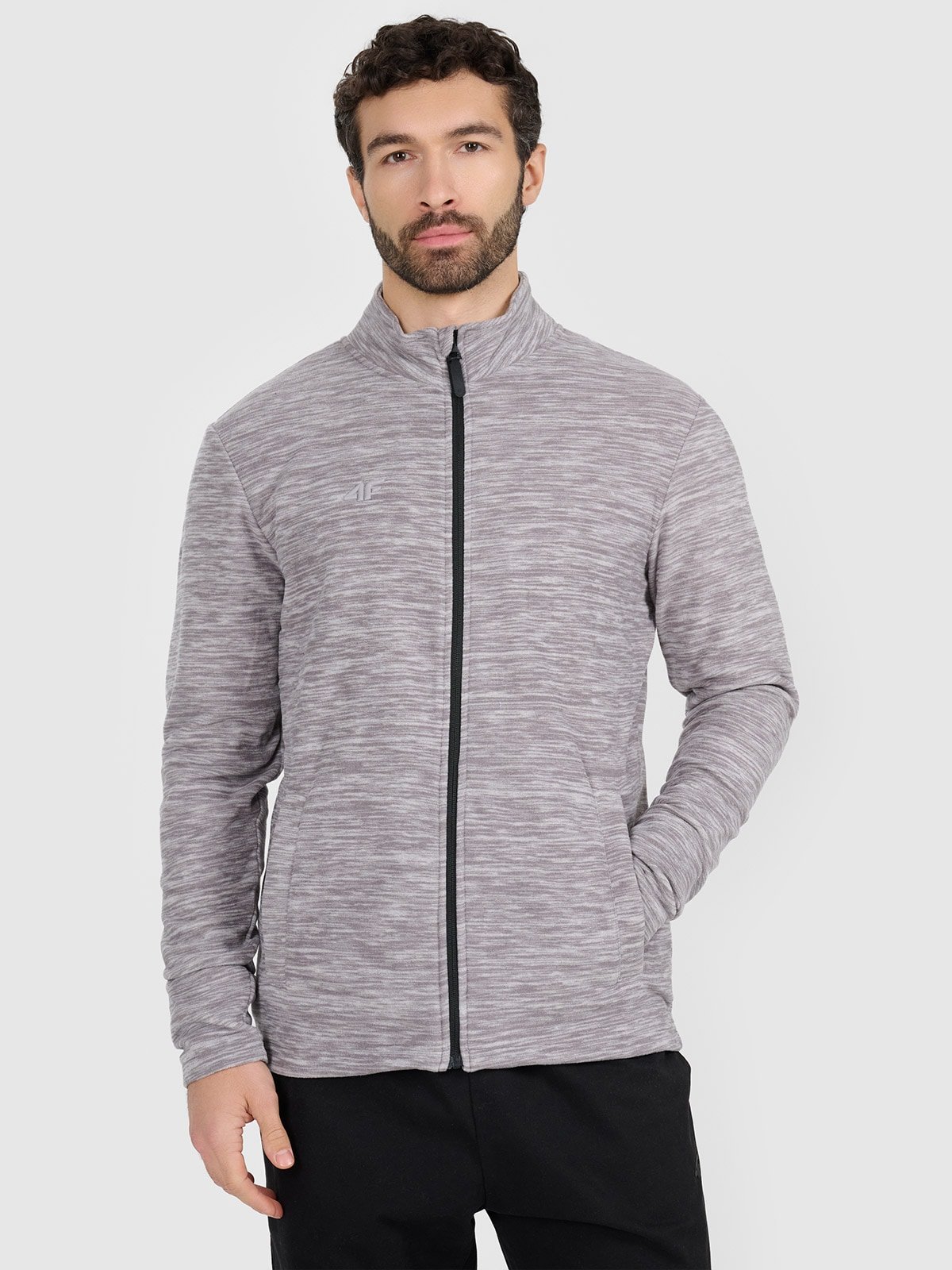 4F Polar ze stójką regular męski - szary 3XL