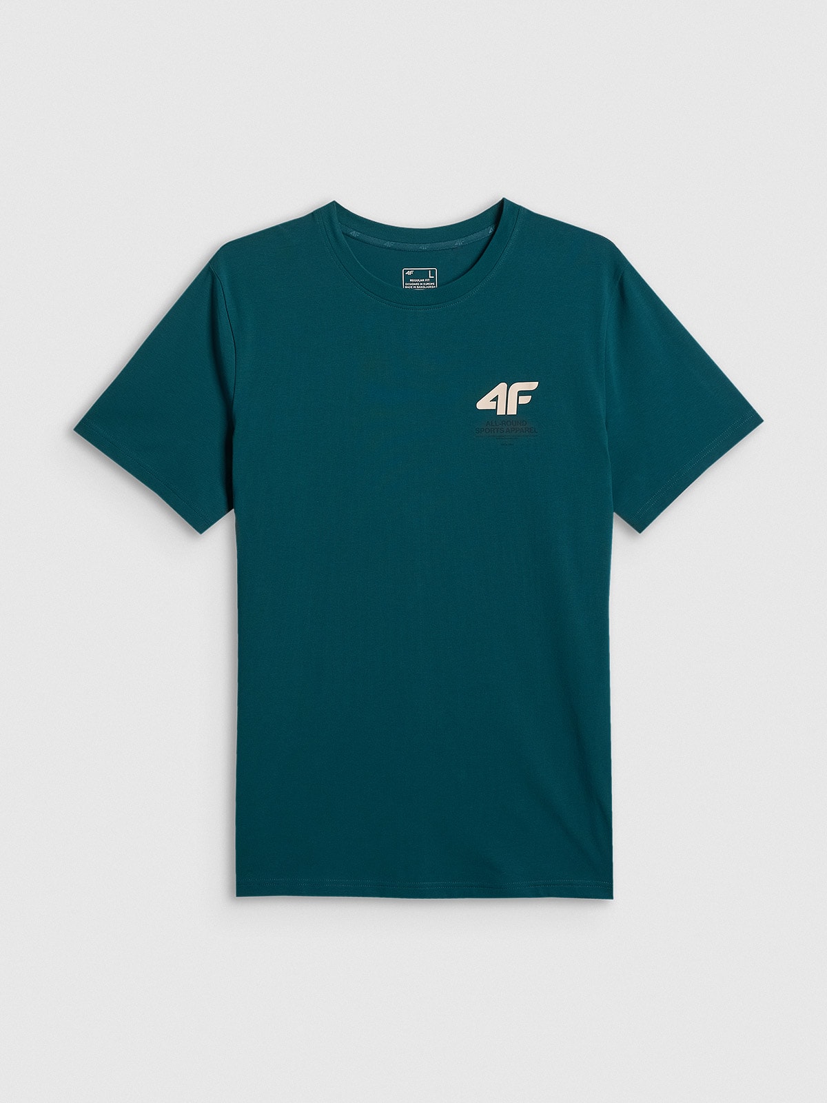4F T-shirt regular gładki męski - turkusowy L