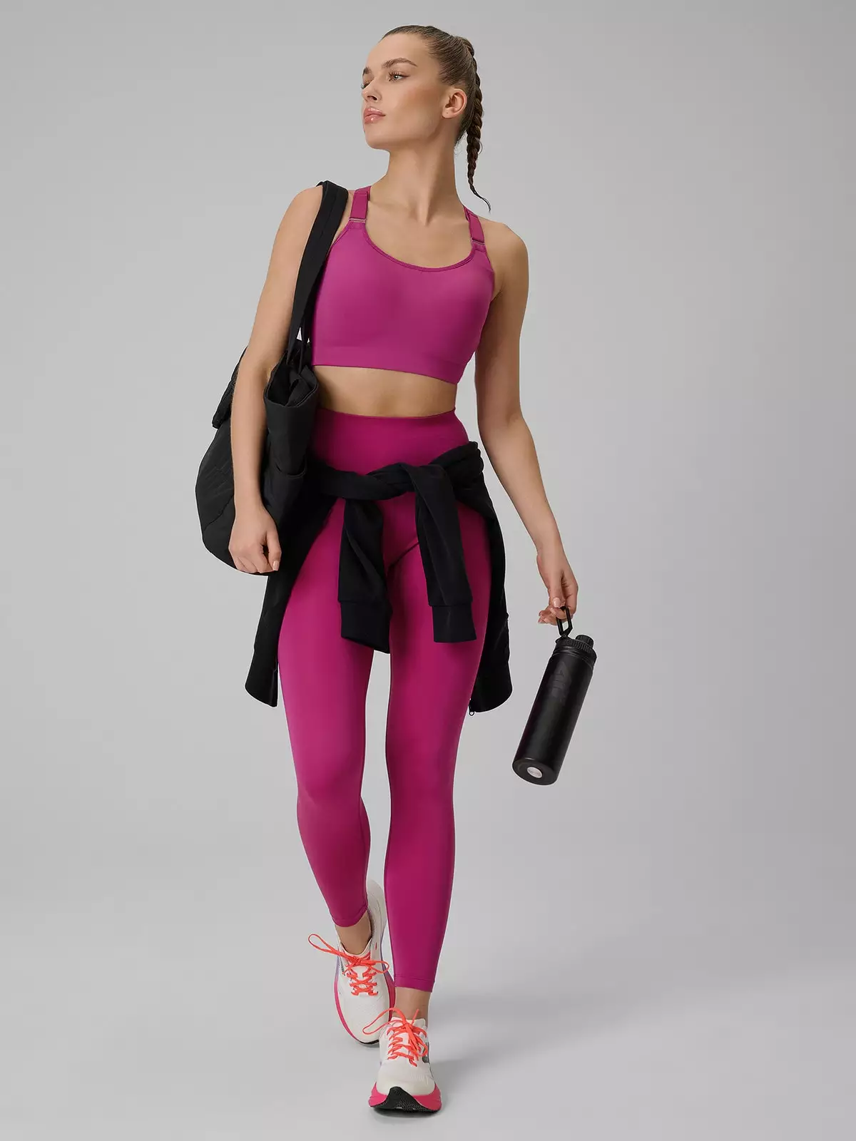 4F Legginsy treningowe szybkoschnące damskie - różowe S