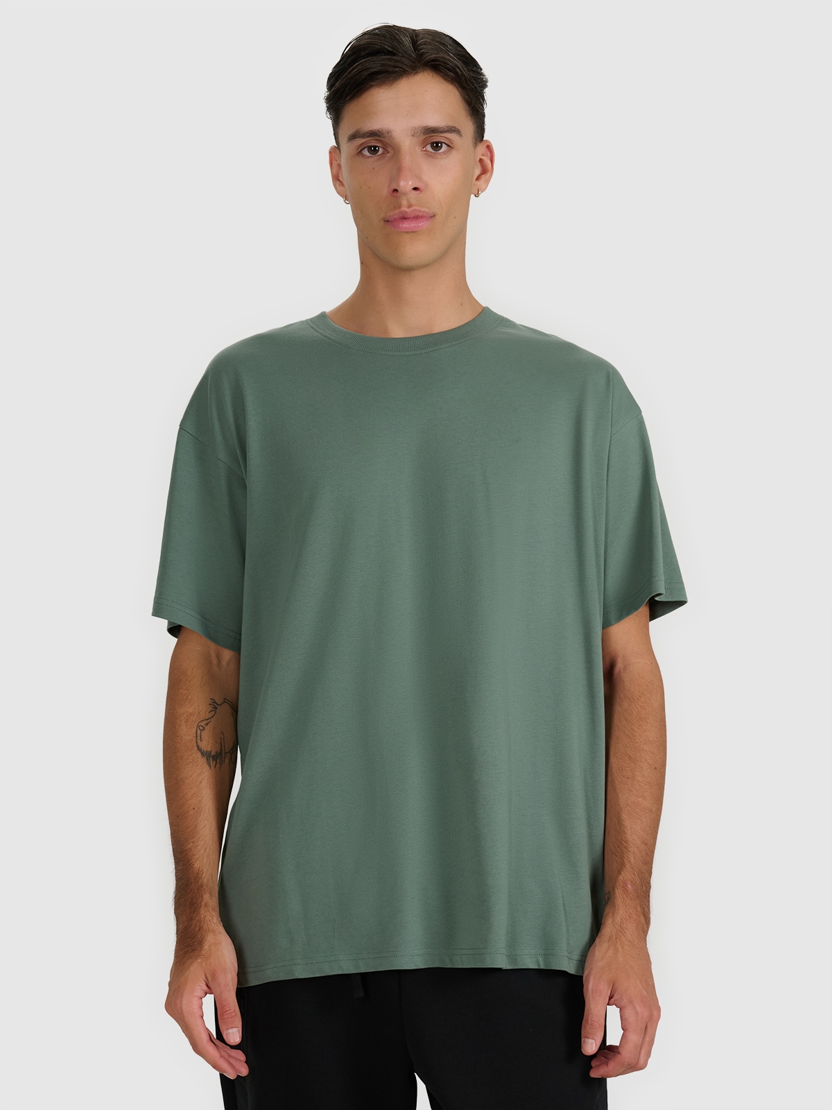 4F T-shirt oversize z nadrukiem męski - oliwkowy/khaki S
