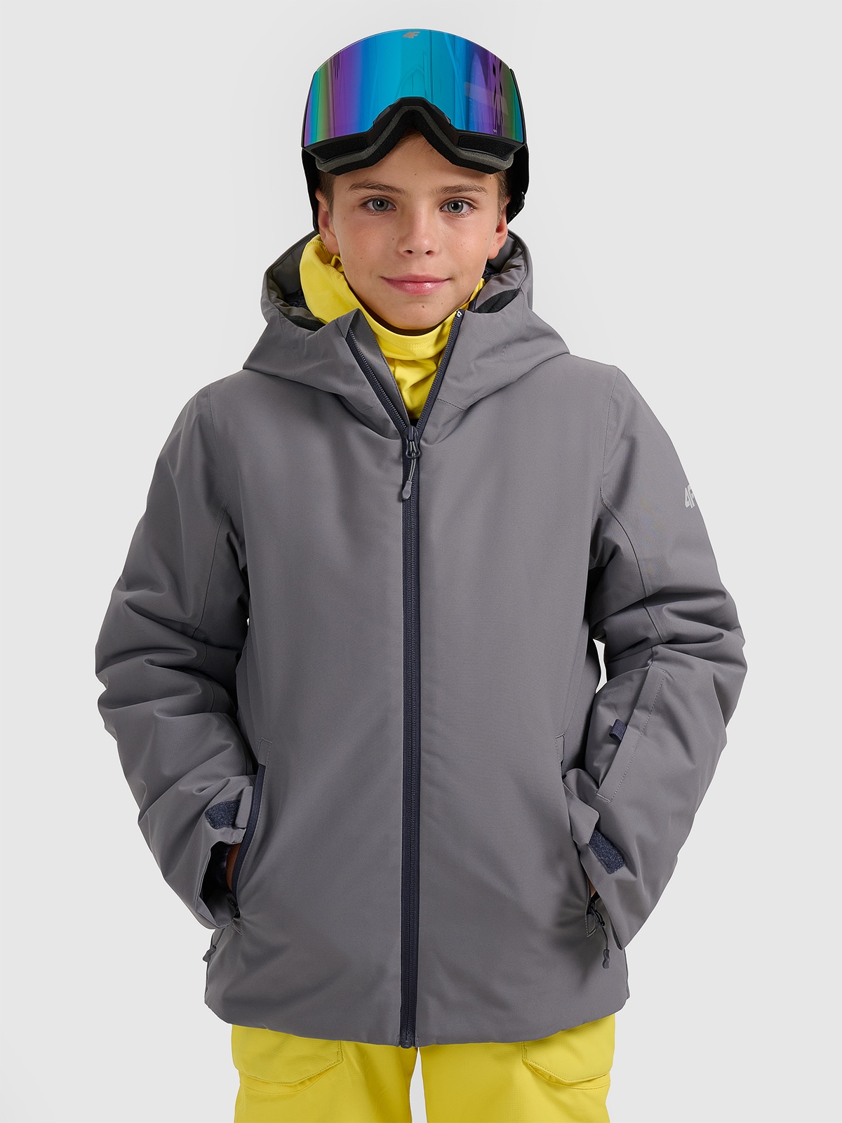 4F Kurtka narciarska membrana 5000 chłopięca - szara 134 (8-9 lat)