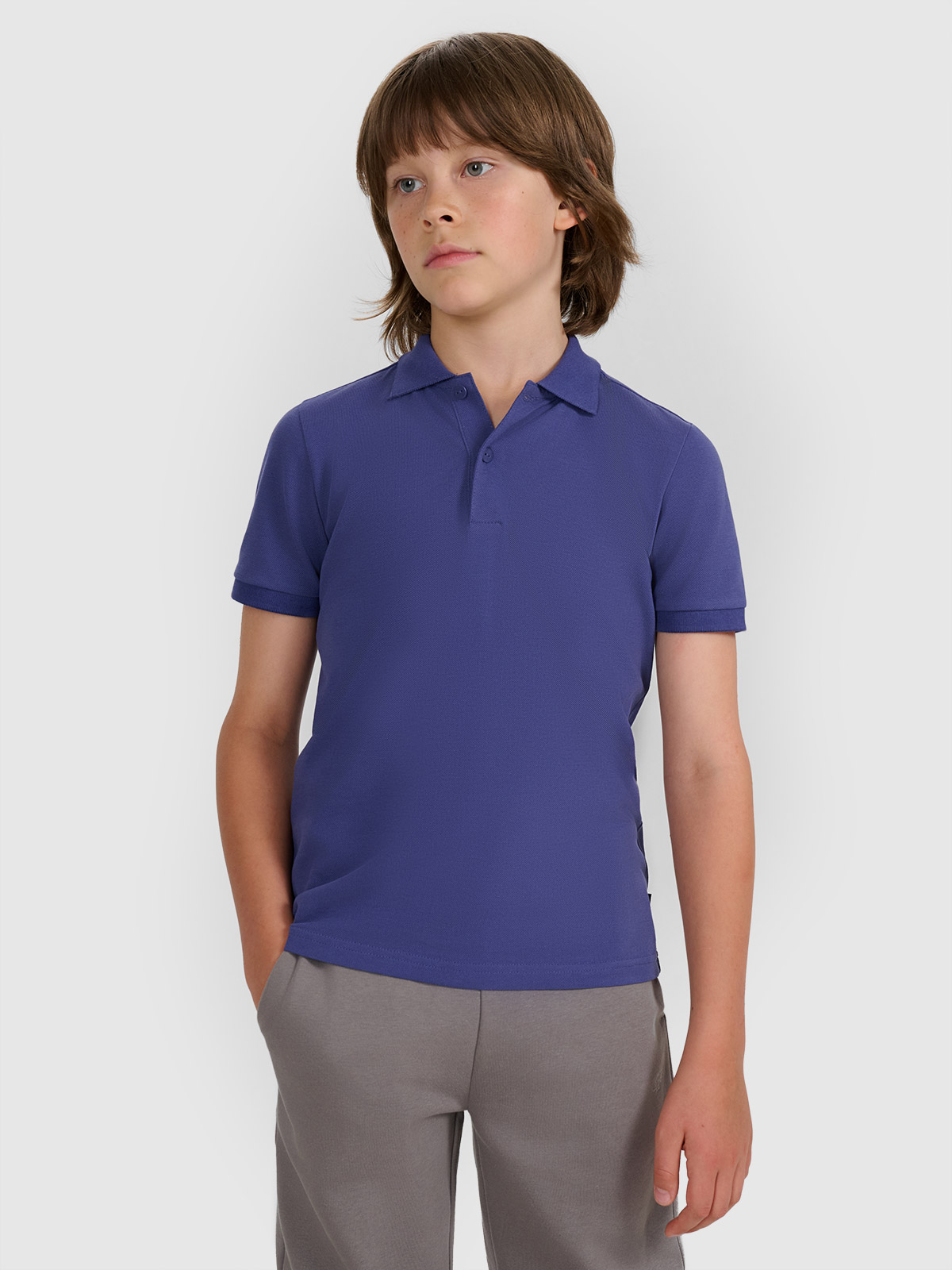 4F Koszulka polo regular chłopięca - granatowa 140 (9-10 lat)