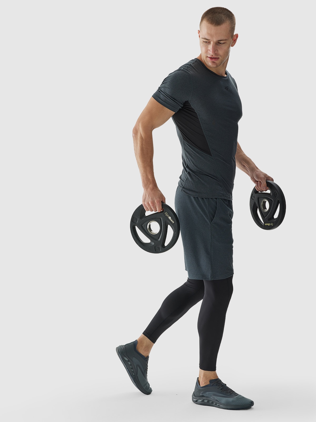 4F Koszulka treningowa slim szybkoschnąca męska - szara XXL