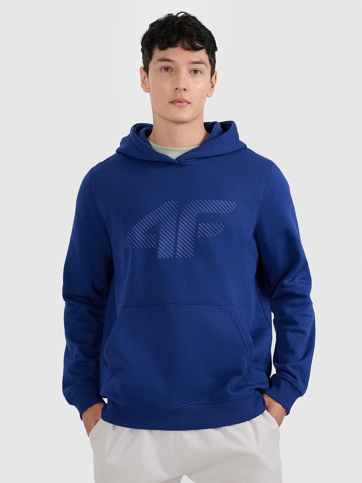 4F Bluza dresowa nierozpinana z kapturem męska - granatowa S