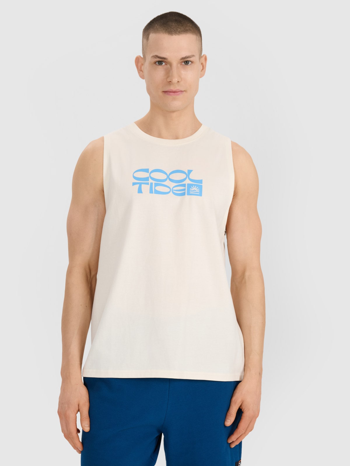 4F Tank top regular męski - biały XXL