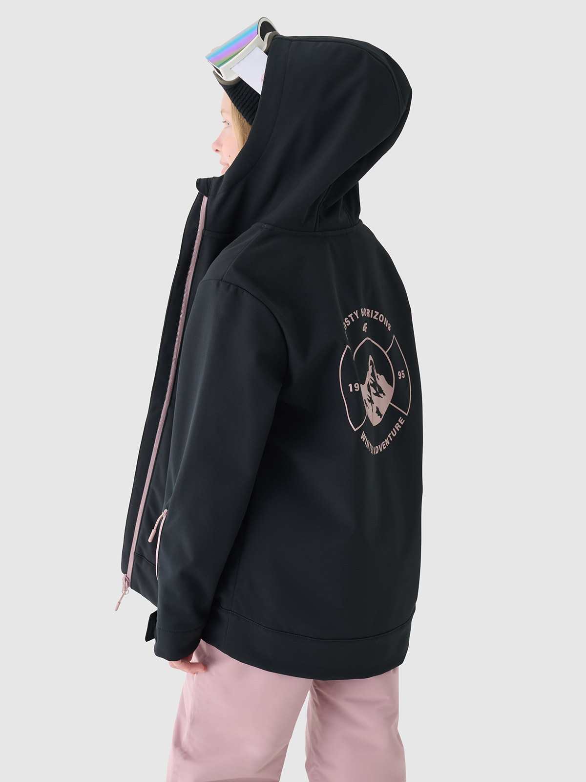 4F Bluza snowboardowa z softshellu membrana 5000 dziewczęca - czarna 146 (10-11 lat)