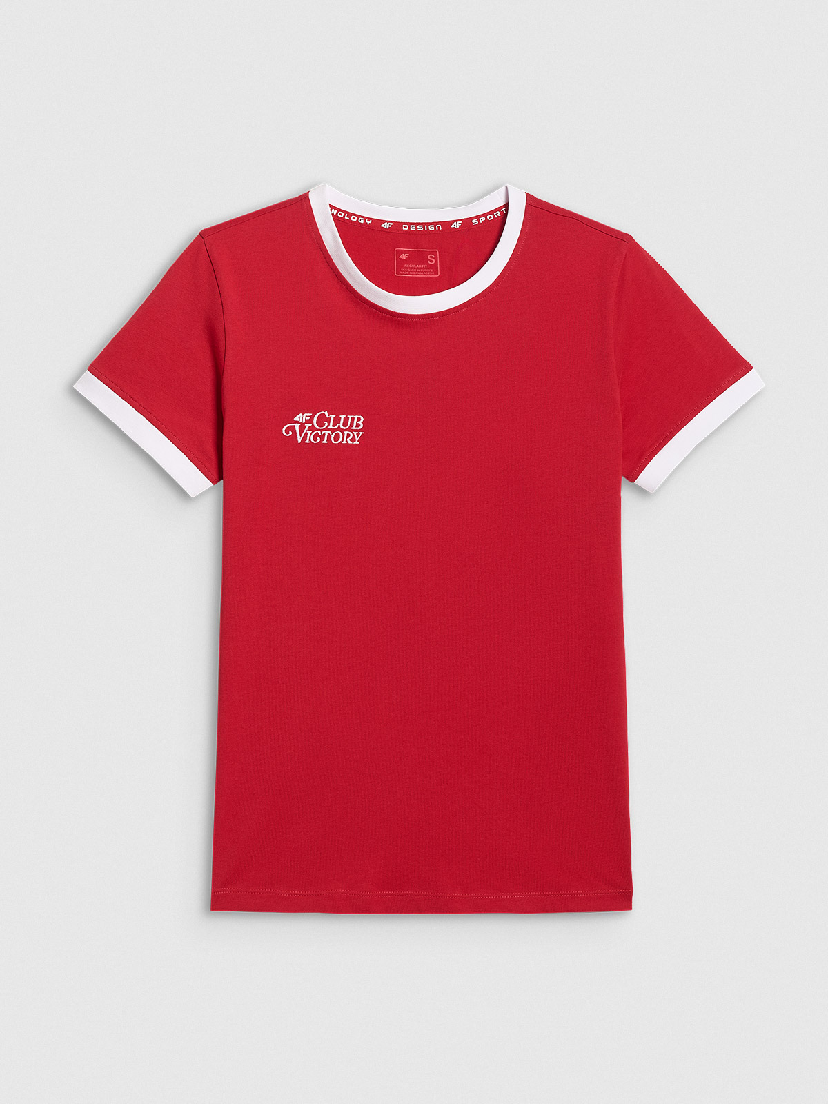 4F T-shirt regular z nadrukiem damski - czerwony XS