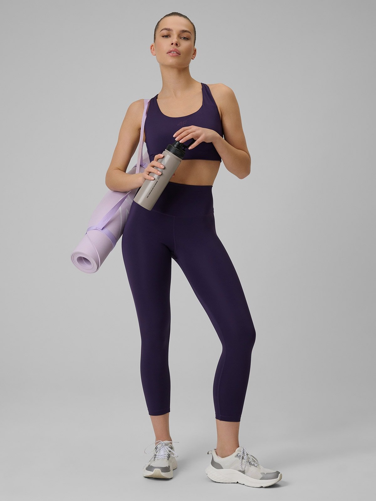 4F Legginsy treningowe szybkoschnące damskie - fioletowe XL