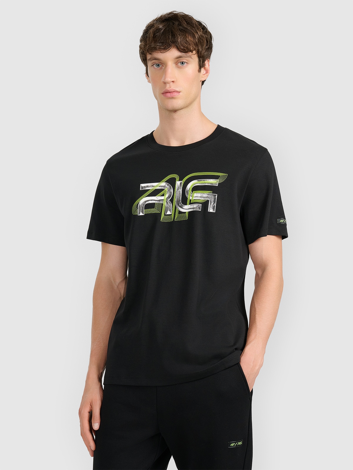 4F T-shirt regular z nadrukiem męski 4F x Robert Lewandowski - czarny M