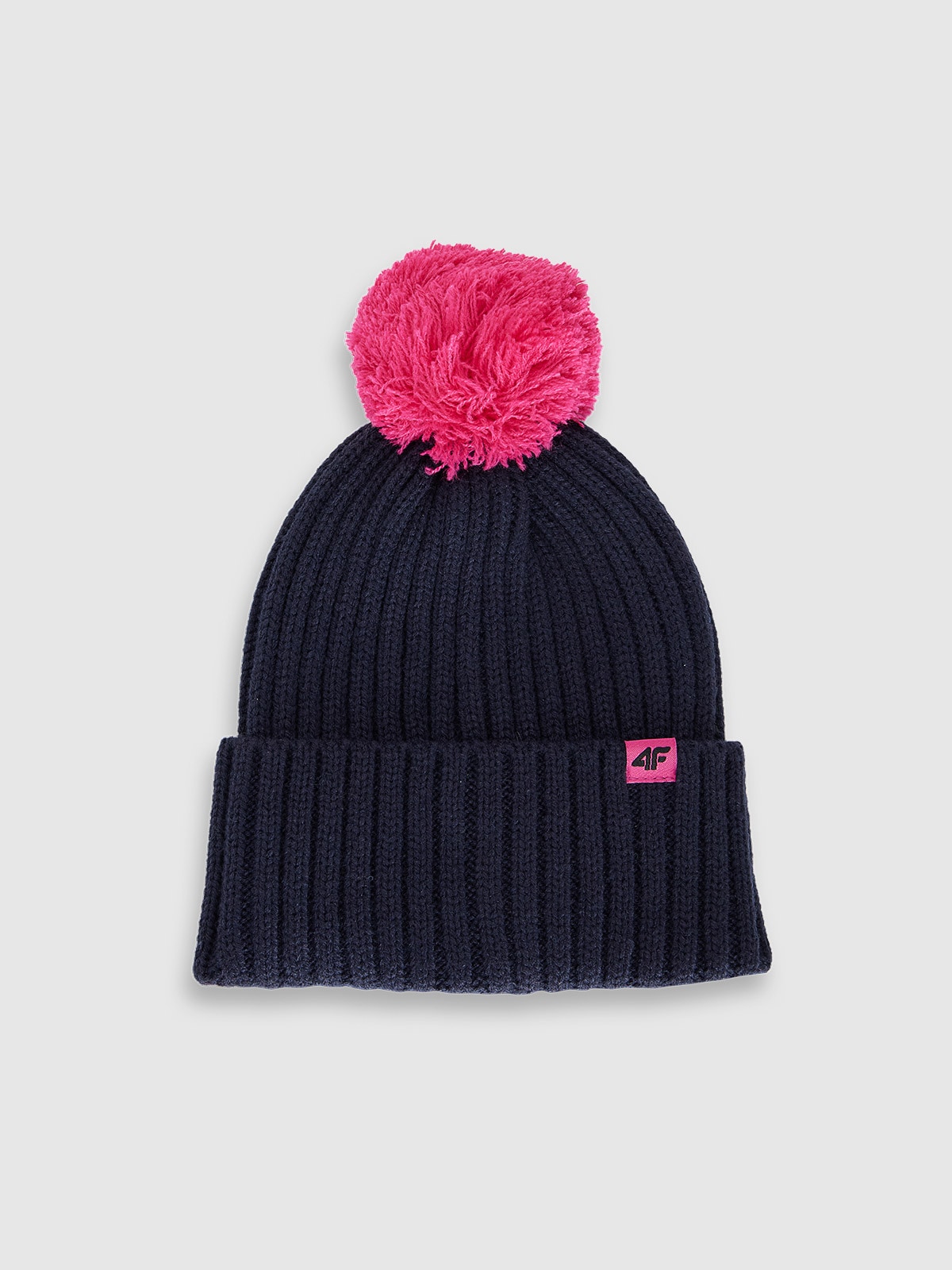 4F Czapka z pomponem dziecięca - granatowa Uniwersalny