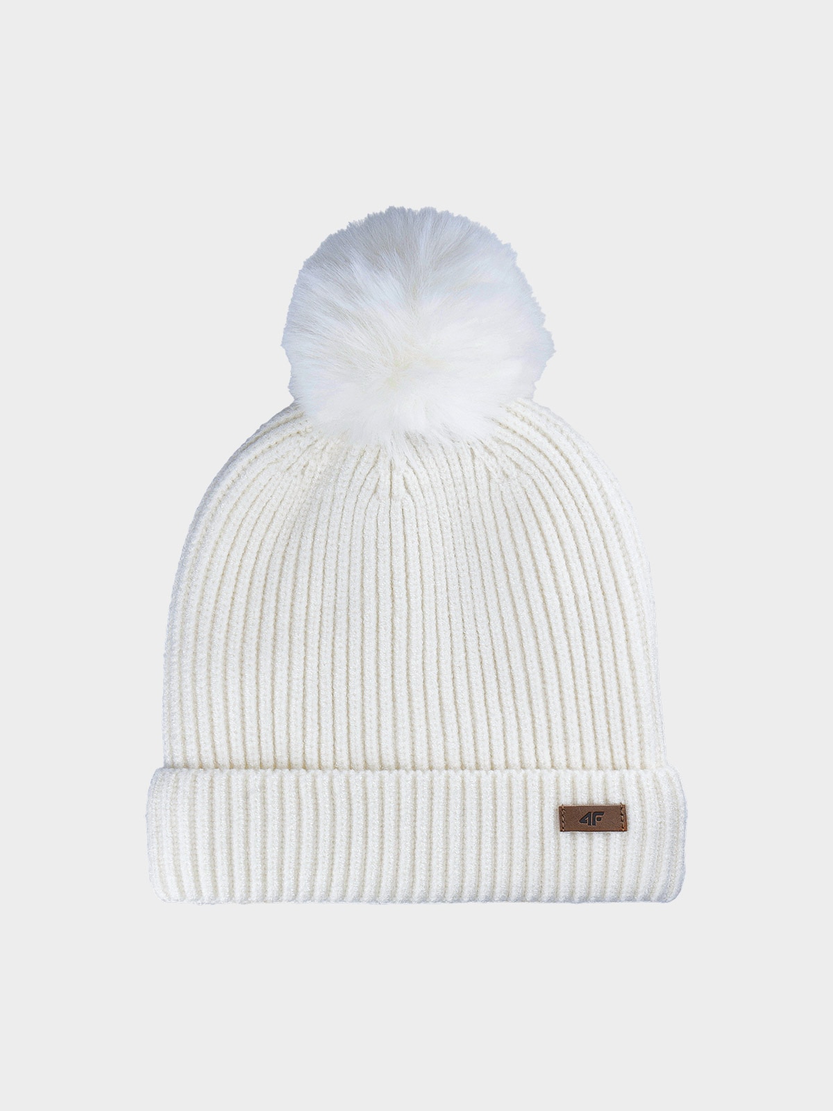 4F Czapka zimowa z pomponem damska - biała S