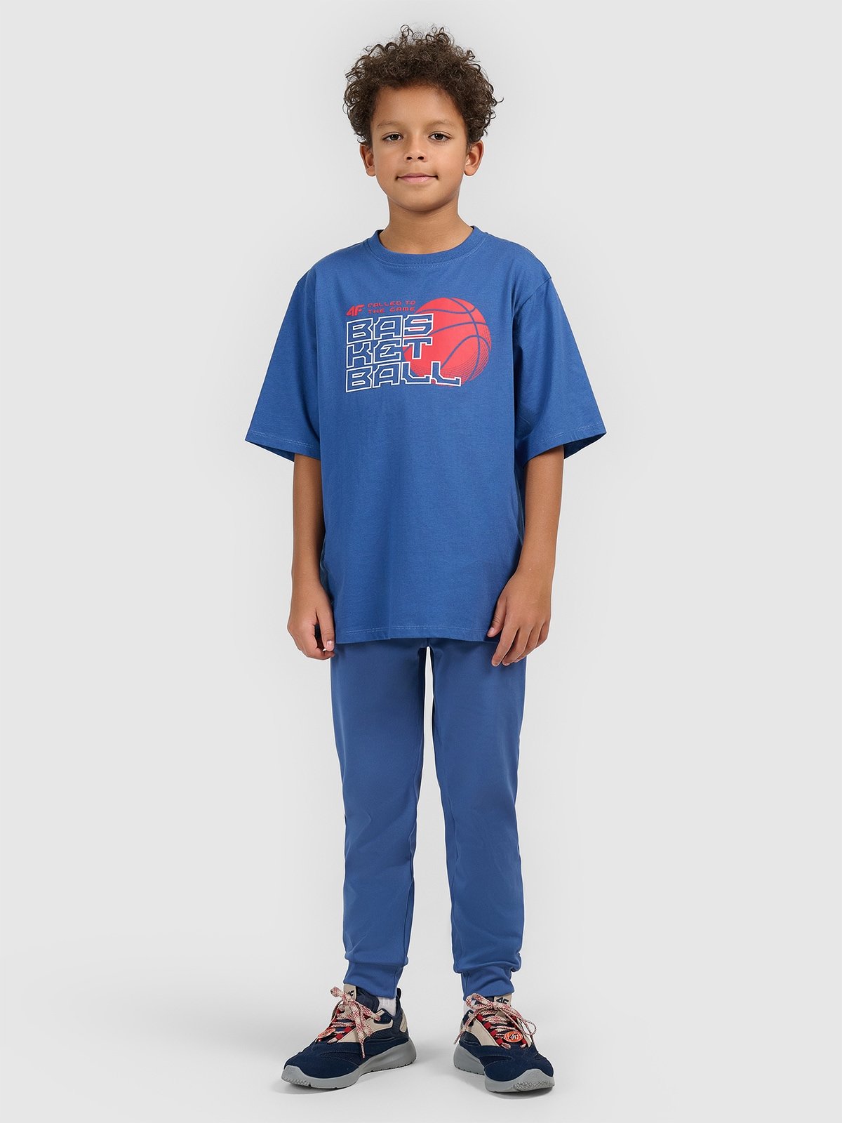 4F T-shirt loose z nadrukiem chłopięcy - granatowy 134/140 (8-10 lat)