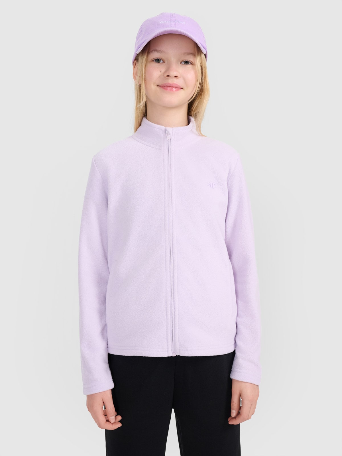 4F Polar slim ze stójką dziewczęcy - fioletowy 140 (9-10 lat)