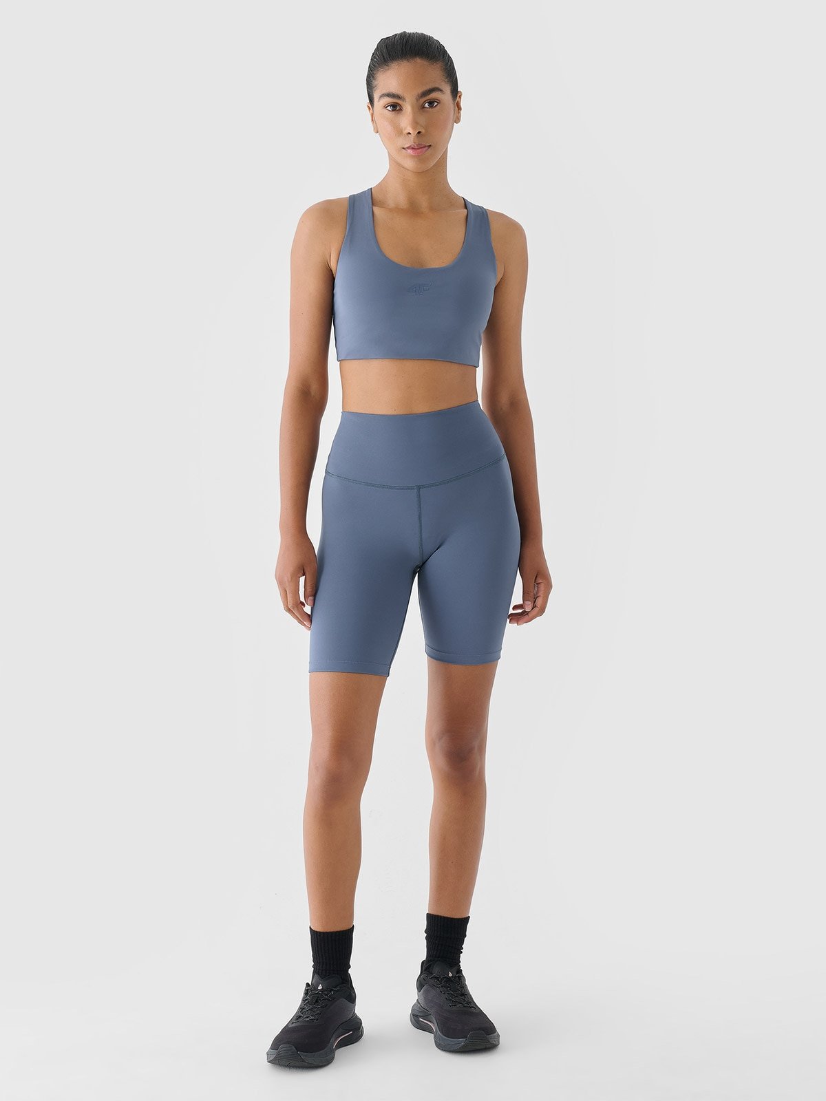 4F Legginsy krótkie treningowe damskie - granatowe XS