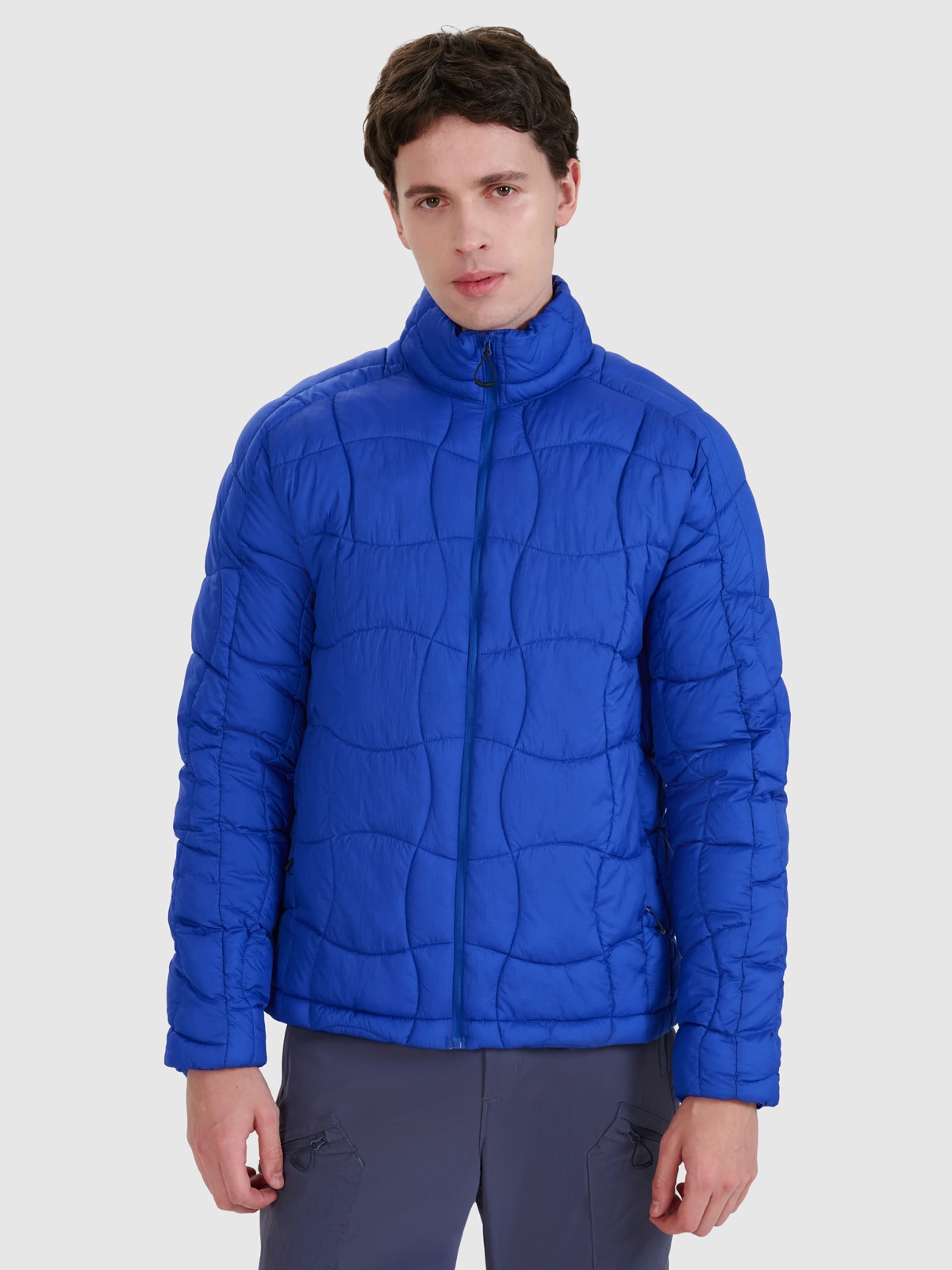 4F Kurtka puchowa trekkingowa z wypełnieniem Primaloft Silver męska - niebieska XXL